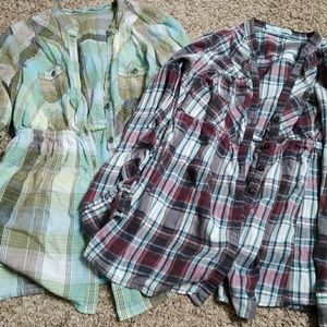 Lot of 2 maurices babydoll plaid shirts